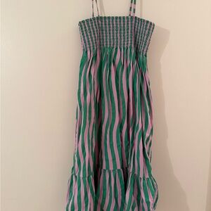 H&M Pink and Green Striped Dress